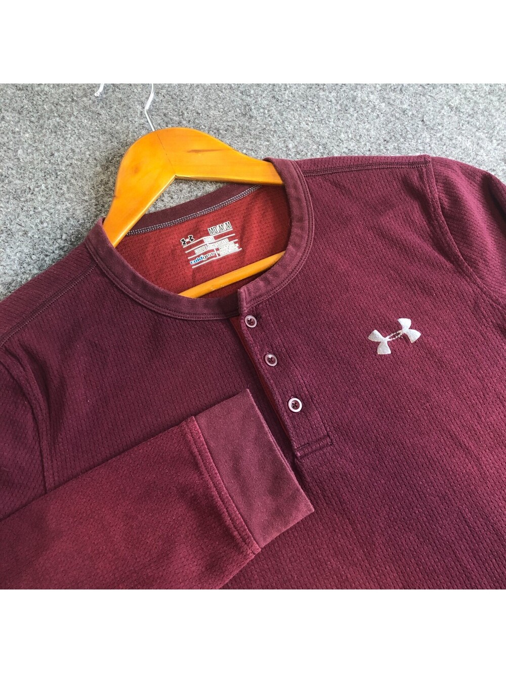 Under Armour Hoodie Mens Medium Red Thermal Long Sleeve Loose Cold Gear